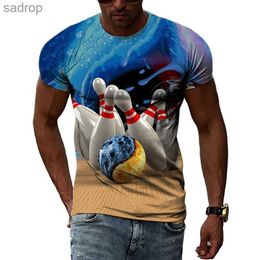 Men's T-Shirts Summer New Fashion 3D Bowling Casual Trend Personality Printed Mens T-shirt Loose Sports Street Wear Short Sleeves.XW