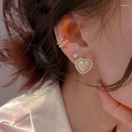 Stud Earrings Trendy Pearl Heart For Women Classic Sweet Cute Female Fashion Earring Korean Style Jewellery 2024