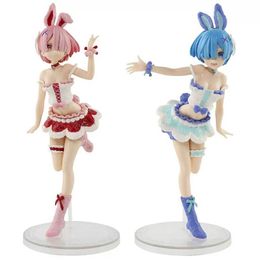 Anime Manga 20CM twin sisters cartoon character Rem cute character collectable doll decoration box packaging Christmas giftL2404