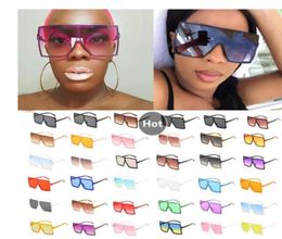 Whole 34 Colours One Piece Square Sunglasses For Women Men Vintage Oversized Gradient Sun Glasses Female Elegant Shades Uv4004758254