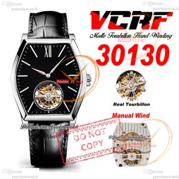 30130 Malte Real Tourbillon Hand-Winding Mechanical Mens Watch VCRF Steel Case Black Stick Dial Leather Strap Super Edition Reloj Hombre Montre Puretimewatch