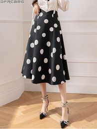 Skirts Fashion Streetwear Summer Maxi Skirt Women High Waist Wave Point Dots Jupe Longue Femme Elegant A-Line Big Swing Ladies