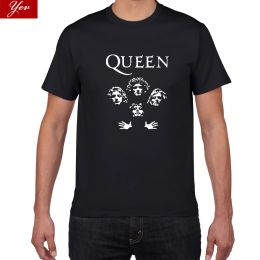 T-Shirts Glitter Rock Band Queen T Shirt Men Cool streetwear Pop rock Tshirt men Summer 100% Cotton Heavy Rock Tops tees men clothing