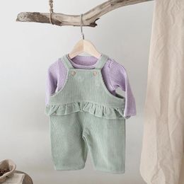 Clothing Sets Baby Girls Set Spring And Autumn Simple Corduroy Suspenders For Boys Shoulder Button Long Sleeve Base Shirt