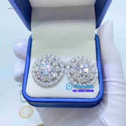 Ready to ship flower shape s925 sterling silver with moissanite diamond vvs mens earrings gold stud earrings