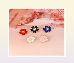 5pcsset Cartoon Cherry Blossoms Flower Brooch Enamel Pins Button Clothes Jacket Bag Pin Badge Fashion Jewellery Gift for girls6877603