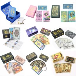 Games Plastic tarot card rider gold foil exquisite chess and card game divination card collection waterproof wearresistant game cards
