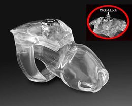 Male Clear Resin Devices Button Lock Cage for Men Small/Long Resinous Locking Belt Restraint Kit Sex Toys CC4605357774