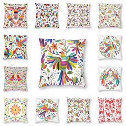 Pillow Mexican Otomi Bird Throw Covers Decoration Salon Modern Animal Embroidery Sofa Outdoor S Square Pillowcase