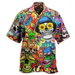 Men's Casual Shirts Horror Skull Hawaiian Shirt For Summer 3d Printing Short-Sleeved Fashion Trend Style Street Hip-Hop Clothing