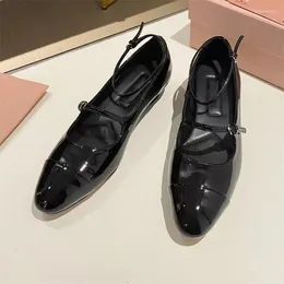 Casual Shoes Mary Jane Single Fashion Ladies Real Leather Buckle Strap Round Toe Flats Designer Female Party Dress Outdoor