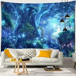 Tapestries Dream Forest Tapestry Wall Hanging Bohemian Style Psychedelic Witchcraft Hippie Tapiz Aesthetics Room Home Decor