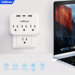 Adaptors Multi Plug Outlet Extender with USB, Electrical Wall Outlet Splitter with 3 USB Ports and 3 Outlet, For Office, Home...etc.