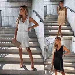 Basic Casual Dresses Designer Dress Slim fit and slimming V-neck tassel wrapped buttocks sexy dress for women