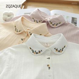 Women's Blouses Spring Autumn Embroidery Floral Cotton Shirt Long Sleeve Comfortable Soft All-match Tops Women Blouse Girls Bottom Top SY057