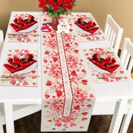 Table Mats Bowl Coffee Cup Pads Valentine's Day Placemat Set Romantic Heart Print Non-slip Dining Coasters For Home