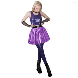Skirts Fetish Plastic Clear Transparent PVC A Line Pleated Skirt See Through High Waist Club Spicy Party Sexy Costumes