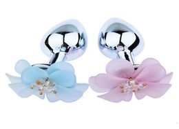 Stainless Smooth Steel Butt Plug With Flower Metal Anal Plug Sex Toys Tail Crystal Jewellery Trainer For WomenMan SML Size7185906