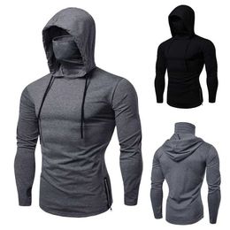 Sweatshirts Mens Hoodies Sweatshirts 2023 Mens Solid Black Grey Hoodie Long sleeved Hooded Sweatshirt Mens Fitness Gym Running Leisure Pullout Top 240425