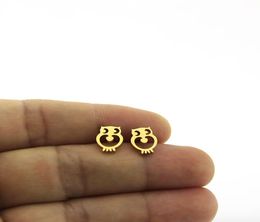 New Arrival Tiny Cute Night Owl Earrings Stainless Steel Earring Gold Colour Nighthawk Ear Studs Jewellery For Women Kids Gift T404846468