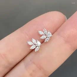 Stud Earrings Small Leaf-shaped For Women Party Elegant Lady's Ear Accessories Anniversary Gift 925 Silver Luxury Jewelry