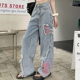 Women's Jeans Summer Sweet And Cool Girl Design American Graffiti Butterfly Wide Leg For Women