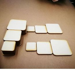 Party Decoration (100pcs/lot)Blank Unfinished Square Wooden Stud Earrings Round Corners Crafts Laser Cut Customized Wedding