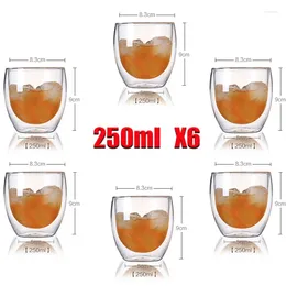 Wine Glasses 2-6PCS Double Wall High Borosilicate Glass Mug Heat Resistant Tea Milk Juice Coffee Water Cup Bar Drinkware Gift Creativity Set