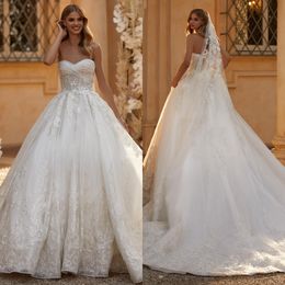 Milla Nova A Line lace Wedding Dress sweetheart country Wedding Dresses backless beaded pearls vestidos de novia sweep train designer bridal gowns