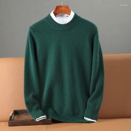 Men's Sweaters Pure Mink Cashmere Sweater Half High Collar Pullovers Knit Winter Thickened Long Sleeve Jumpers Wool Top