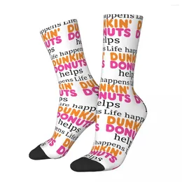 Men's Socks Life Happens... Dunkin Donuts Helps Harajuku High Quality Stockings All Season Long For Unisex Birthday Present