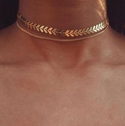 Multi Arrow choker Necklace Women Two Layers Necklaces Collares Fishbone Airplane Necklace Flat Chain Chocker On Neck Jewelry4145835