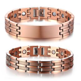 Strands Mens Copper Health Healing Therapy Wristband Bracelet 8.3inch For Arthritis Free Adjustable Tool