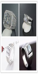 White Copper Plated Platinum Fashion Ring Big Mans Ring New Style Assertive Mens Diamond Ring Full Diamond Micro Pave5514420