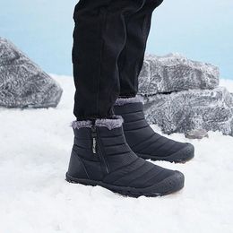 Boots Men's Lace Up Plush Winter Shoes For Men Snow Ankle Bota Masculina Booties Sneakers