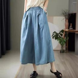 Women's Jeans 2024Summer Thin Art Washed Cotton Woman Casual Loose Spliced Ankle-Length Denim Pants