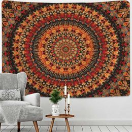 Tapestries Oil Painting Mandala Tapestry Wall Hanging Bohemian Hippie Tapiz Witchcraft Home Dormitory Decor Background