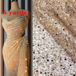 Luxury African Lace Fabric High Quality French Guipure Lace Fabric 2024 Arrival Sequins Lace Fabric for Party ALC-ZJ112 240417
