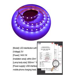 2pcs Germicidal Disinfection Light Bar Bactericidal Lamp Ozone Steriliser Mites Light Strips Lamp 5V UV LED Strip light UVC for ho7348389