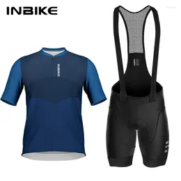 Racing Sets INBIKE Plus Size Men's Jersey Set Short Sleeve Bib Shorts Summer Bike Clothing Road Mountain Pants MTB Accessories