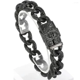 Link Bracelets Punk Skull Bracelet For Men In Black Stainless Steel Skeleton Jewelry Men's Wrist Rockers Accessories Man Drop