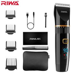 Hair Trimmer RIWA professional hairdresser LCD display screen fast charging mens hair clipper washable 6501 Q240427