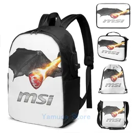 Backpack Funny Graphic Print MSI USB Charge Men School Bags Women Bag Travel Laptop