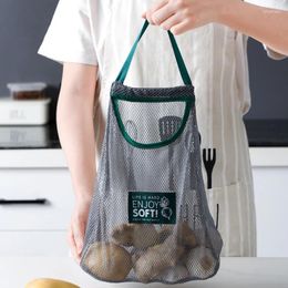 Storage Bags Foldable Hanging Pocket Breathable Reusable Mesh Bag Kitchen Folding Garlic Onion Vegetable Sorting Organizer