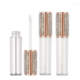 Storage Bottles Clear Lip Gloss Tube 5ml Empty Round Colorful Diamond Lid Travel Plastic Refillable Bottle Cosmetic Packaging Lipgloss