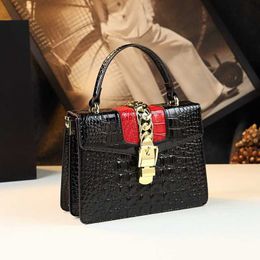 Womens Shop Bag 2024 Fashion Genuine Leather Pattern Handbag Single Shoulder Crossbody Small