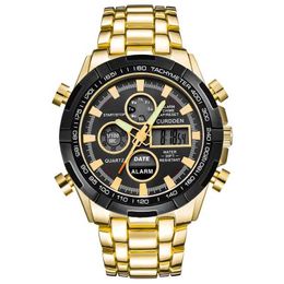 Wristwatches Big Brand es For Men Fashion Alloy Band Dual Time Multi-function Sports Chronograph Business Black Montre Homme 2024 Q240426