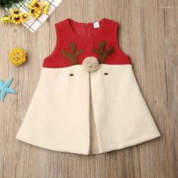 Girl Dresses Vestidos 0-4Y Toddler Girls Dresss Red Plush Party Dress 2024 Year Baby Costume For Children Casual Sleeveless