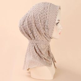 Scarves Muslim Winter Women's Headband Lace Metal Buckle Exquisite Jewelry Fashion Versatile Breathable Headwear Hijab