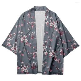 Ethnic Clothing Fashion Flower Print Japanese Kimono 2024 Summer Beach Yukata 3/4 Sleeve Shirt Haori Casual Women Cardigan Tops